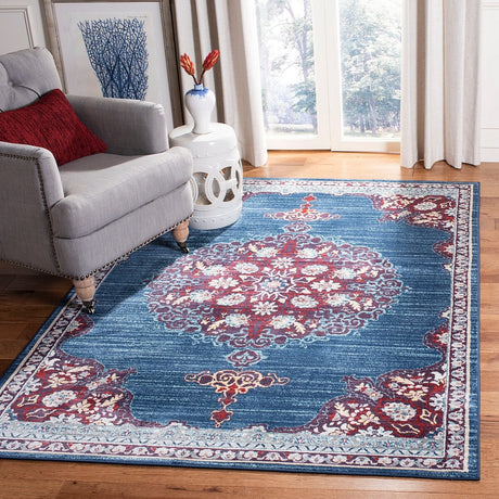 Safavieh Brentwood Bnt867P Navy/Burgundy Rug.