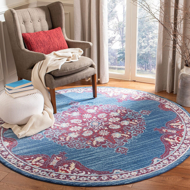 Safavieh Brentwood Bnt867P Navy/Burgundy Rug.