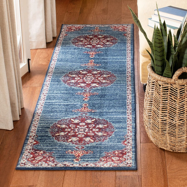 Safavieh Brentwood Bnt867P Navy/Burgundy Rug.