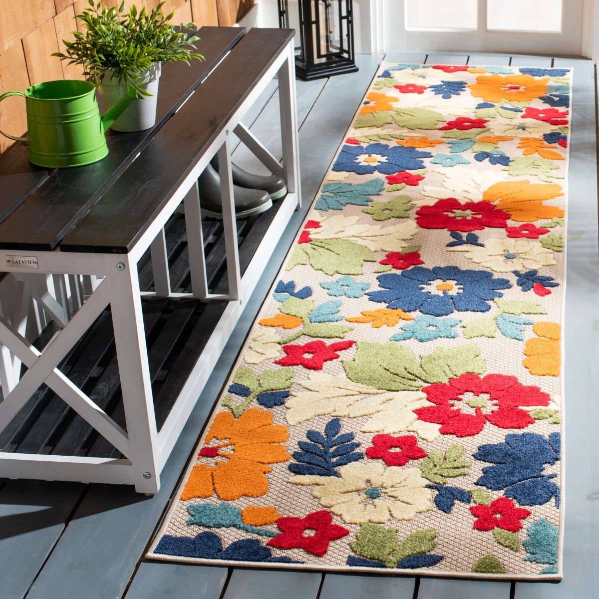 Safavieh Cabana Cbn308A Ivory/Orange Rugs.