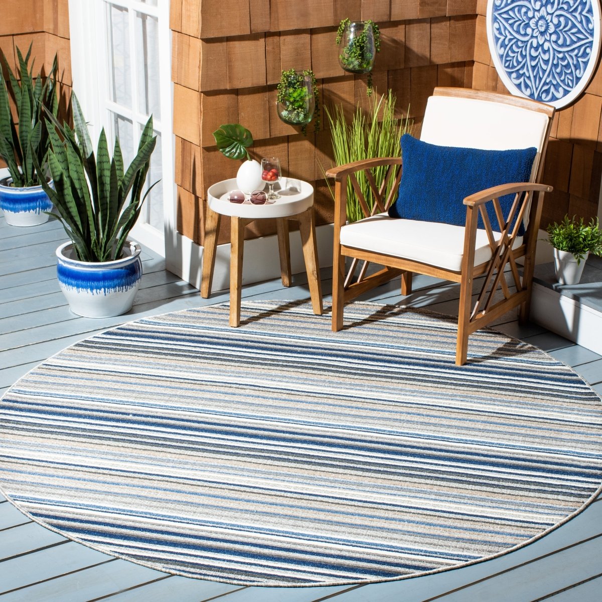 Safavieh Cabana Cbn323F Grey/Blue Rug.