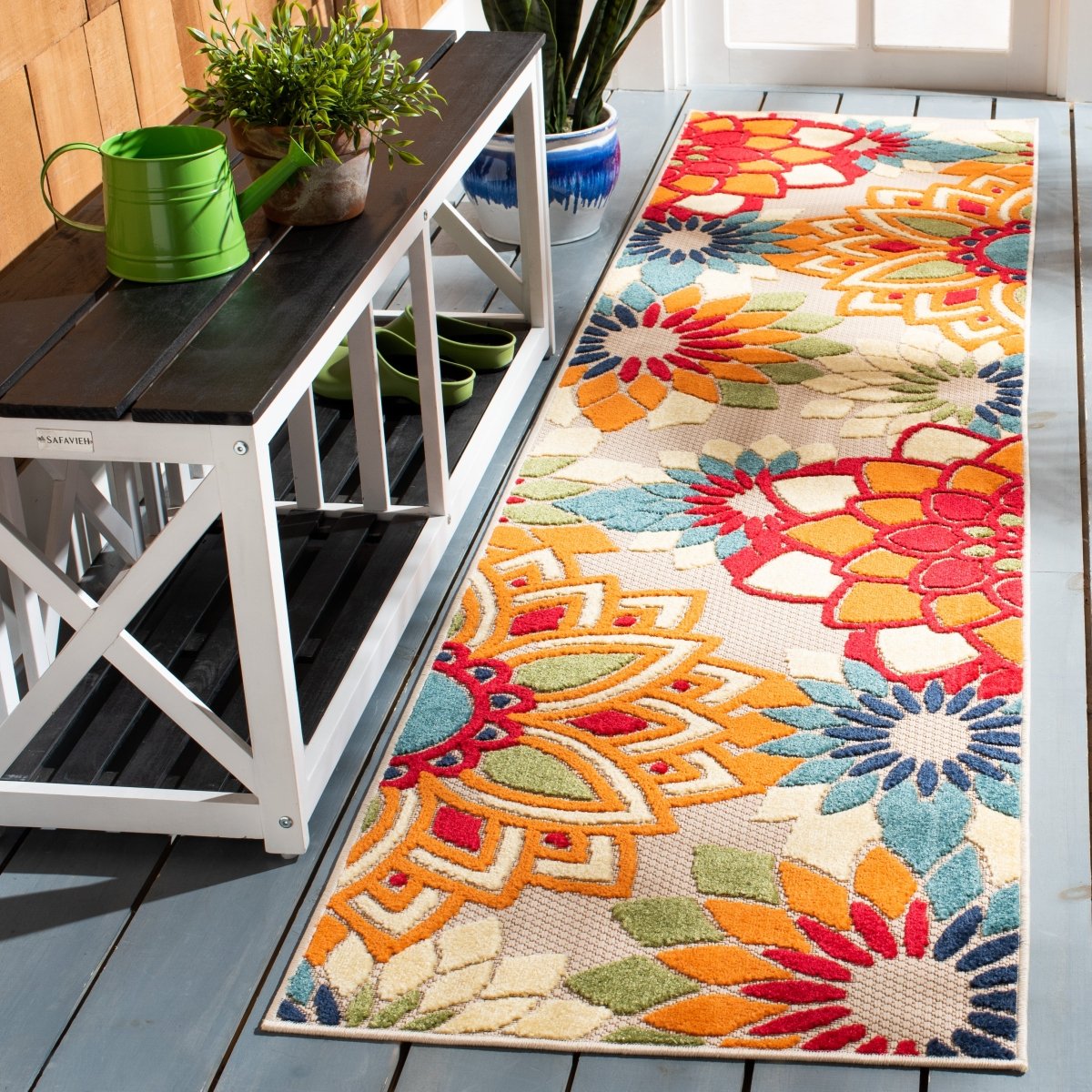Safavieh Cabana Cbn328A Ivory/Orange Rug.