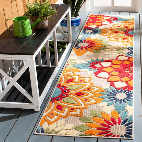 Safavieh Cabana Cbn328A Ivory/Orange Rug.