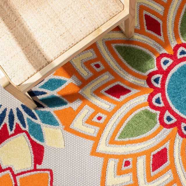 Safavieh Cabana Cbn328A Ivory/Orange Rug.