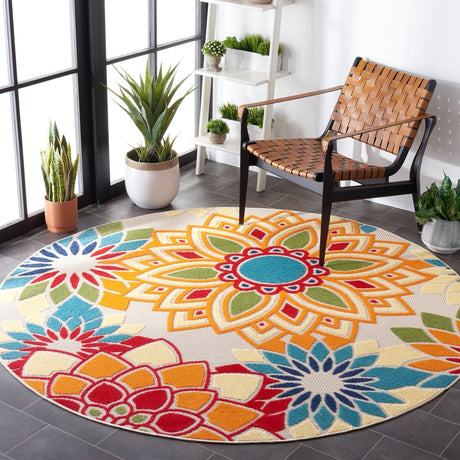 Safavieh Cabana Cbn328A Ivory/Orange Rug.