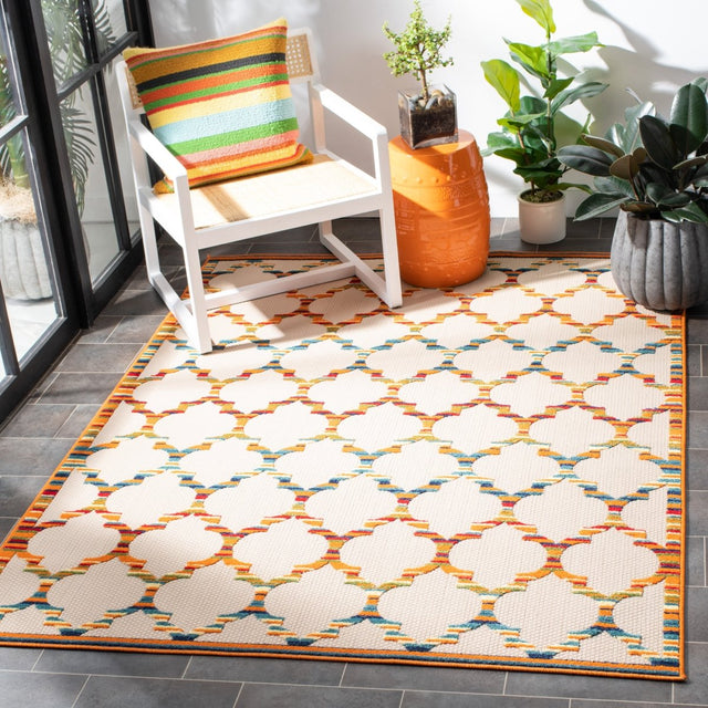 Safavieh Cabana Cbn333A Ivory/Orange Rug.