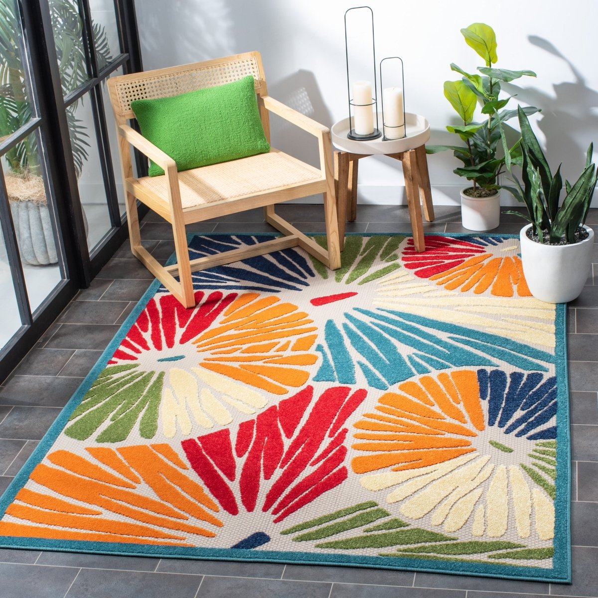 Safavieh Cabana Cbn356A Ivory/Blue Rug.