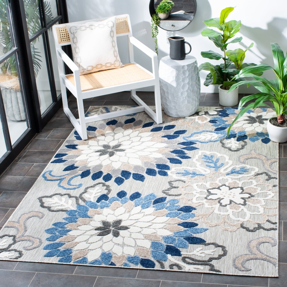 Safavieh Cabana Cbn391F Grey/Blue Rug.