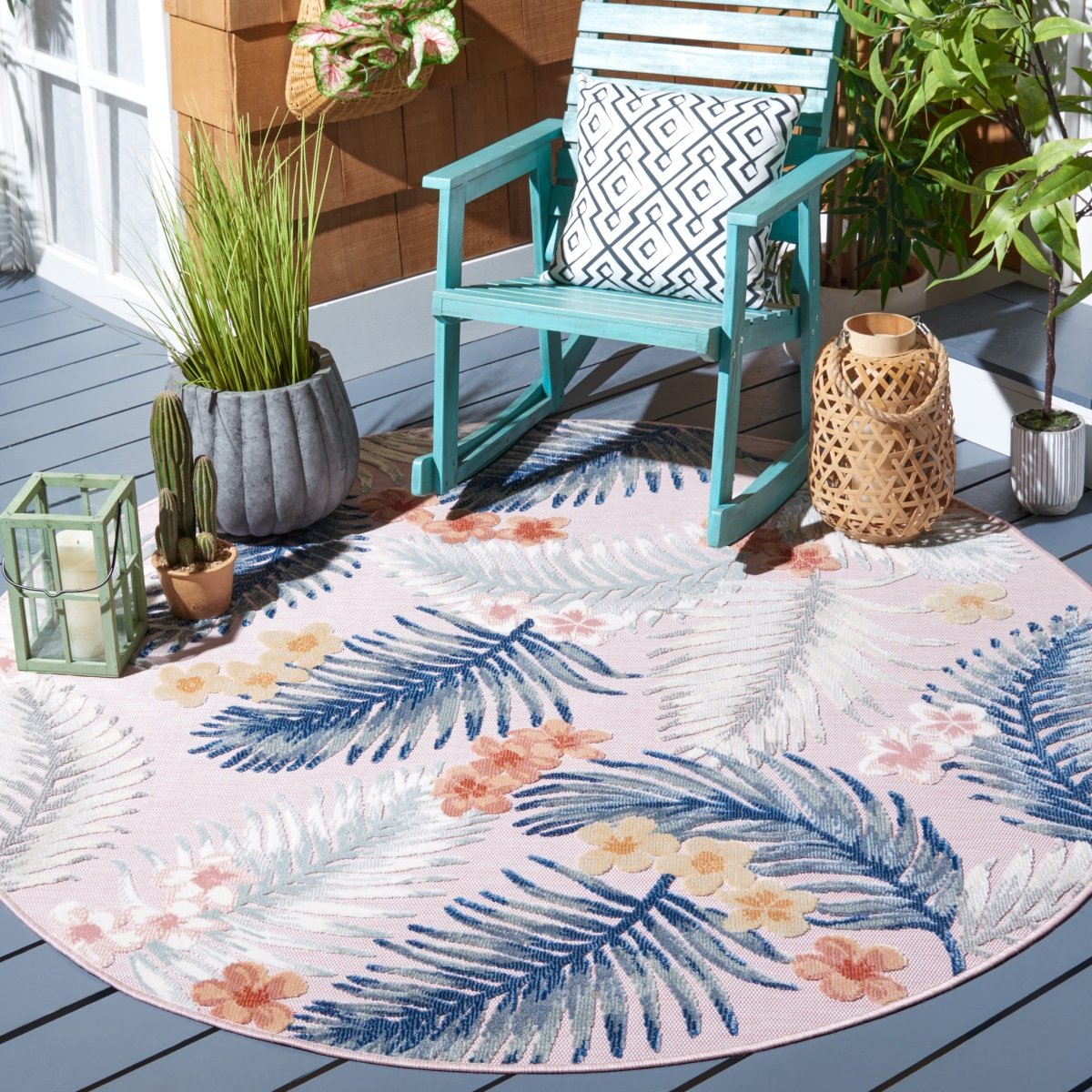 Safavieh Cabana Cbn451U Pink/Grey Rug.