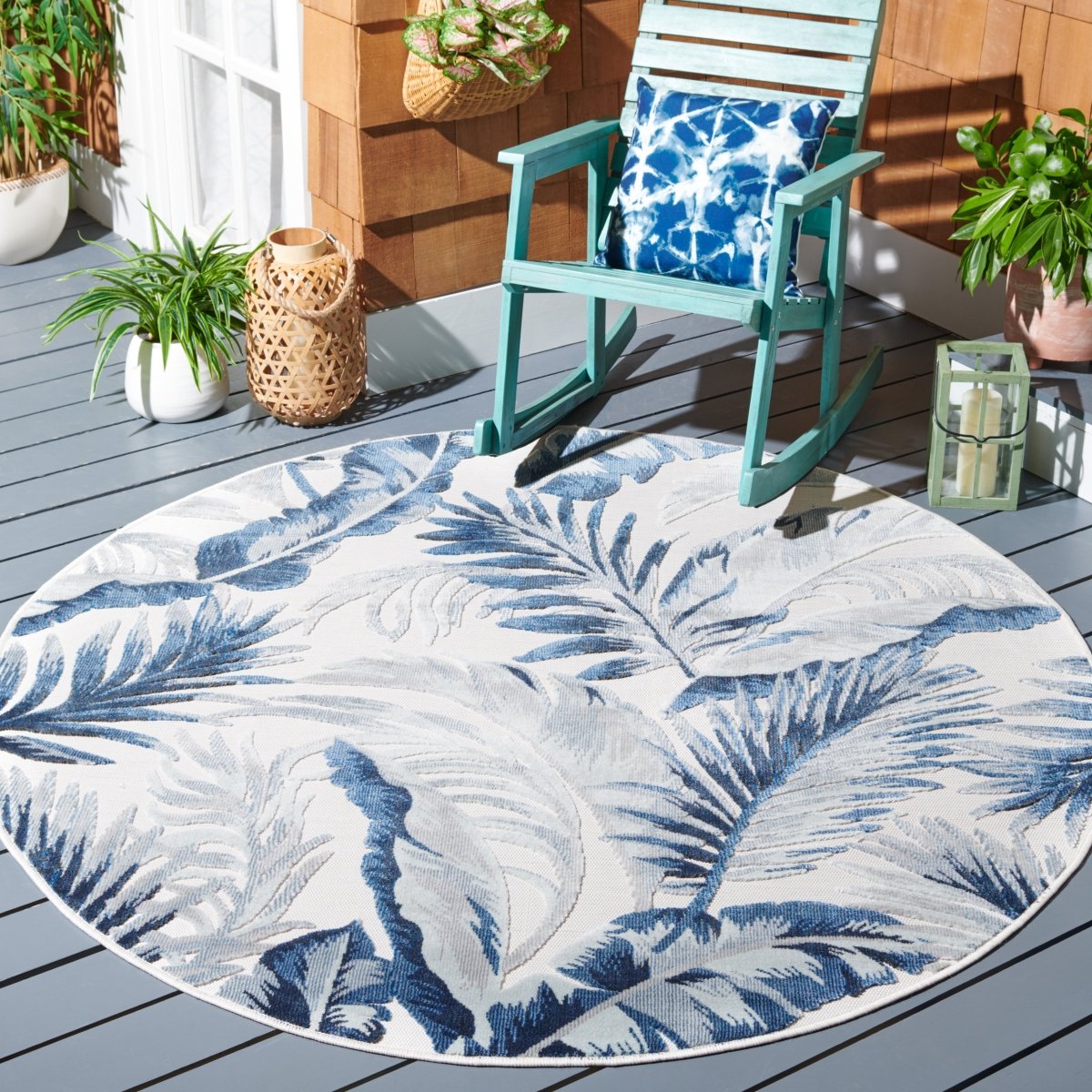 Safavieh Cabana Cbn452A Ivory/Navy Rug.