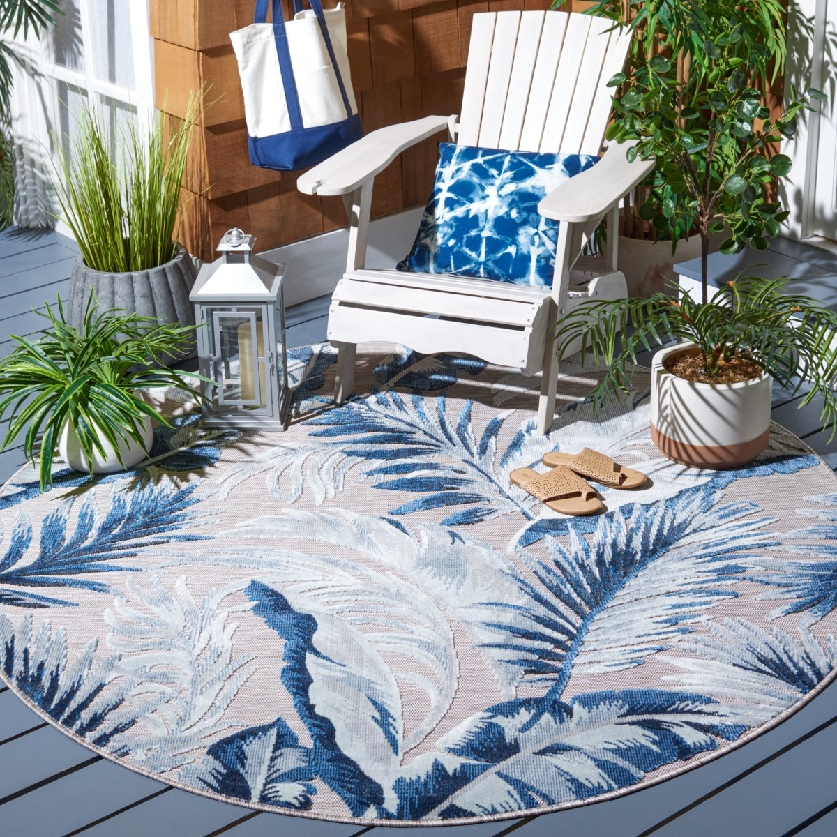 Safavieh Cabana Cbn452F Grey/Navy Rug.