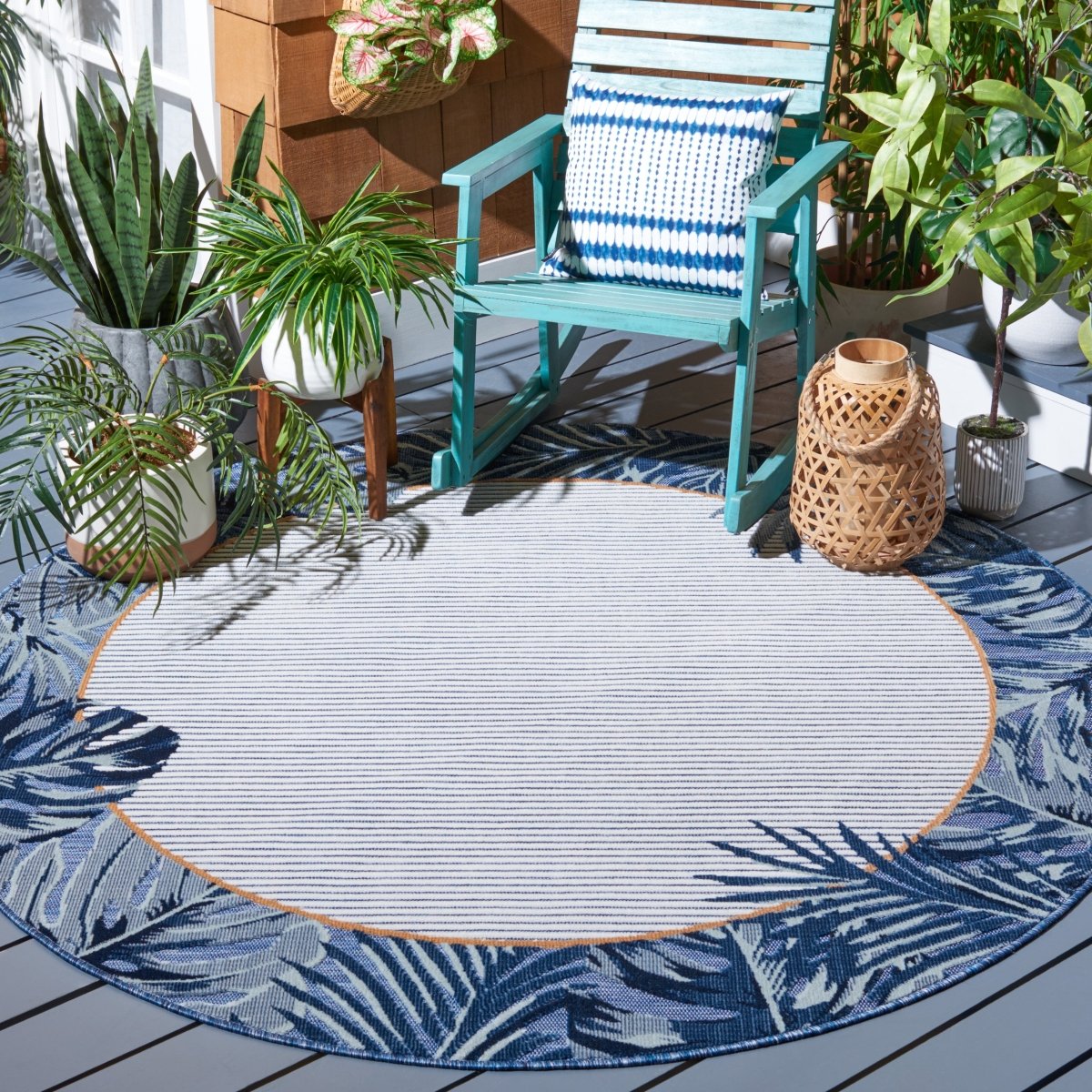 Safavieh Cabana Cbn453N Ivory/Navy Rug.