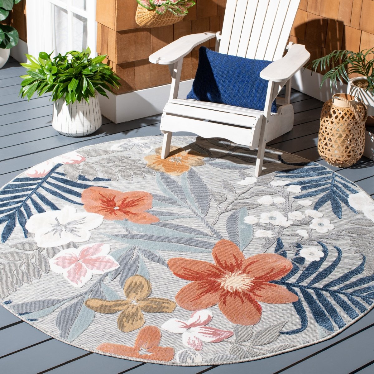 Safavieh Cabana Cbn454G Grey/Rust Rug.