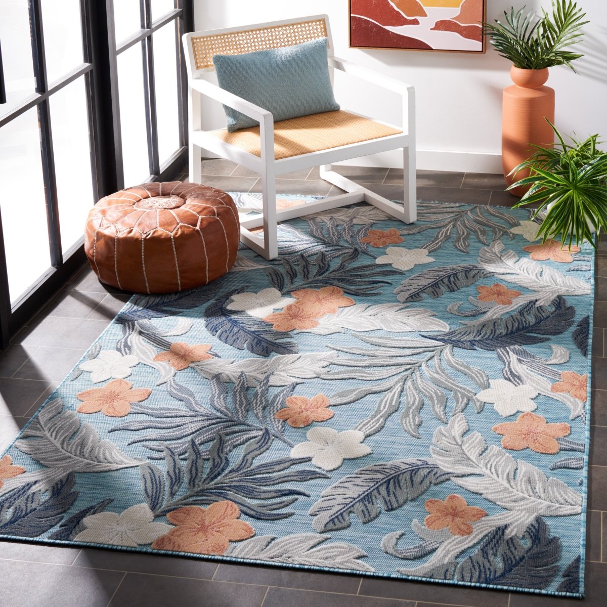 Safavieh Cabana Cbn456M Blue/Grey Rug.