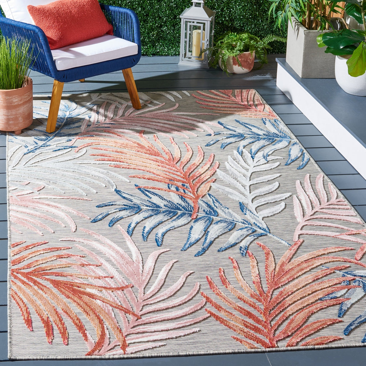 Safavieh Cabana Cbn458F Grey/Rust Rug - Safavieh - cbn458f - 4