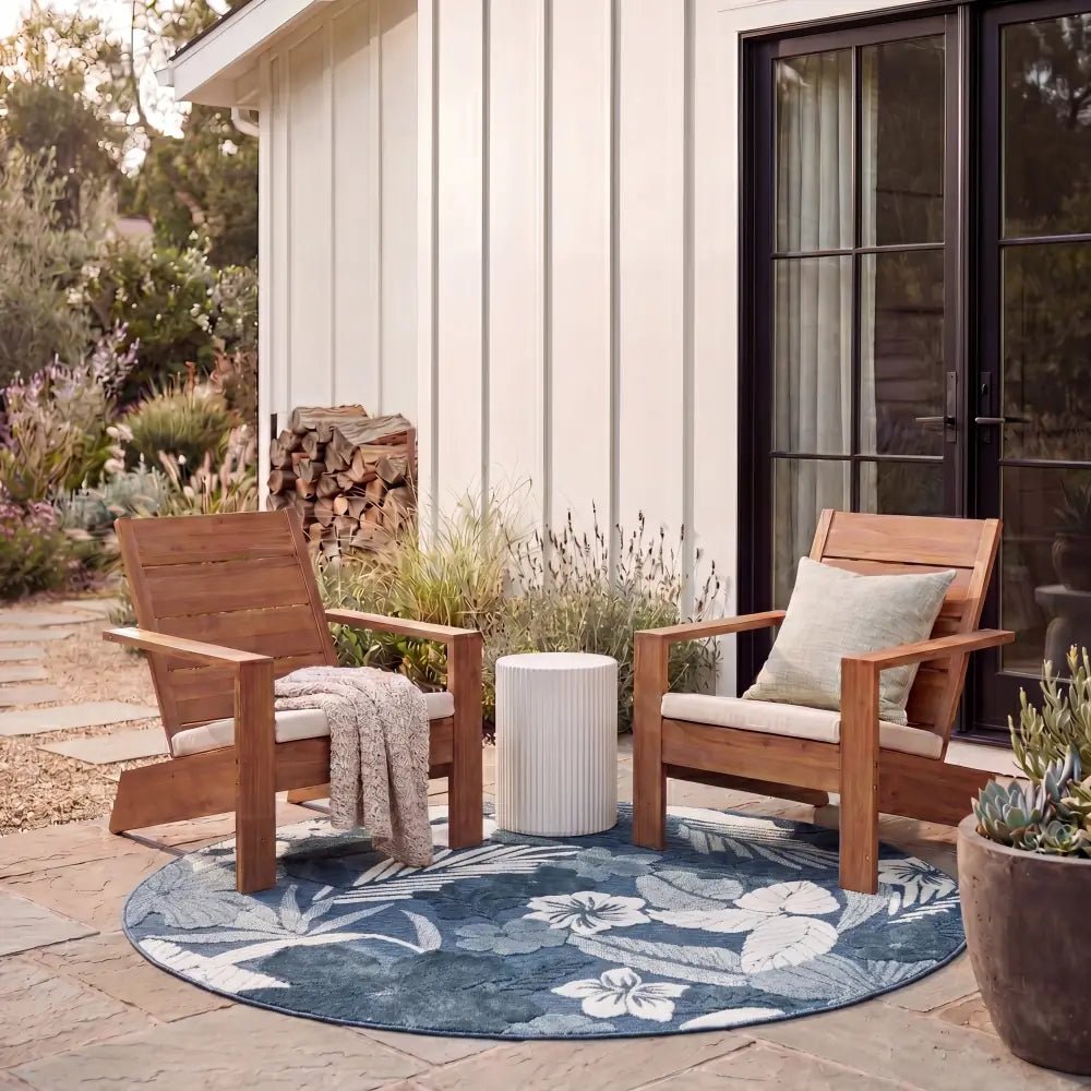 Safavieh Cabana 6'-7" x 6'-7" Rug in Blue / Ivory