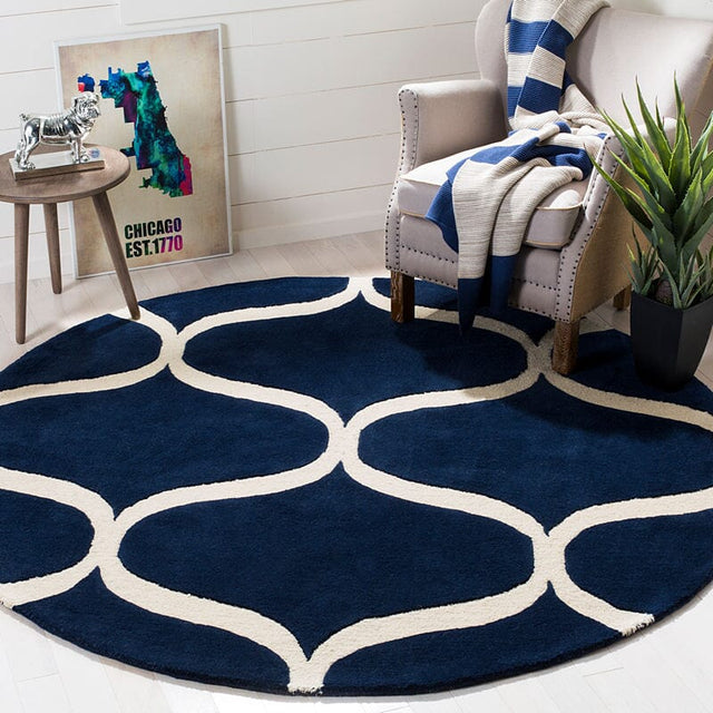 Safavieh Cambridge Cam730M Dark Blue / Ivory Rugs - Safavieh - cam730m - 6sq