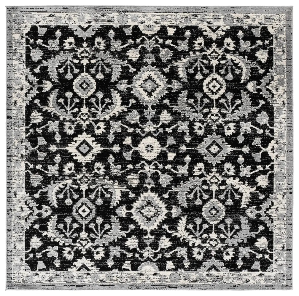 Safavieh Cameron 6'-7" x 6'-7" Rug in Black / Grey Ivory