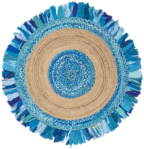 Safavieh Cape Cod 4'-0" x 4'-0" Rug in Turquoise / Natural