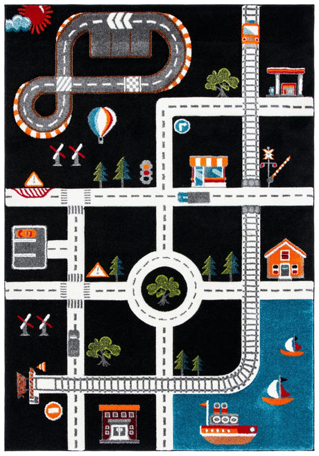 Safavieh Carousel Kids 100 4'-0" x 6'-0" Rug in Black / Ivory