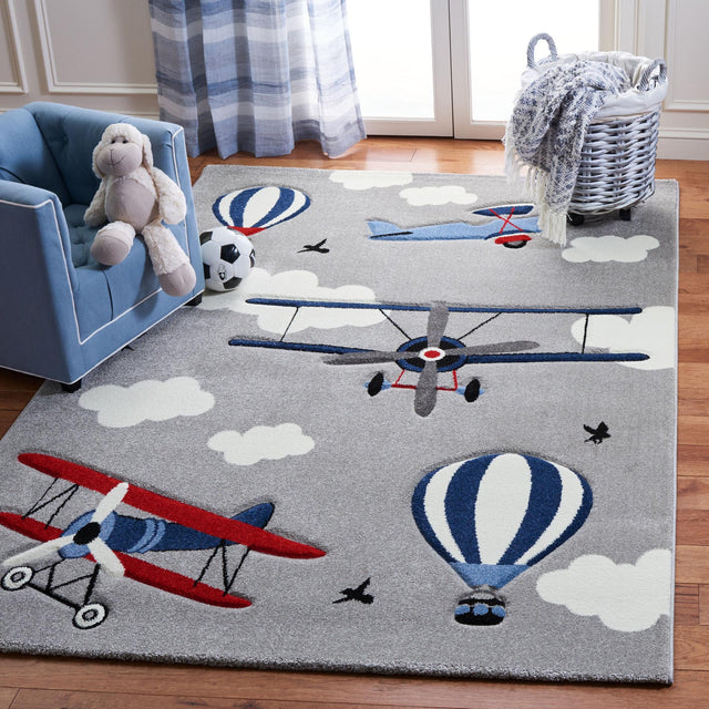 Safavieh Carousel Kids Crk137F Light Grey/Red Rug - Safavieh - crk137f - 2