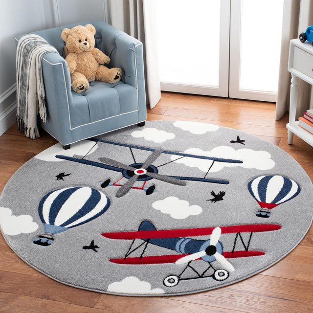 Safavieh Carousel Kids Crk137F Light Grey/Red Rug - Safavieh - crk137f - 3r