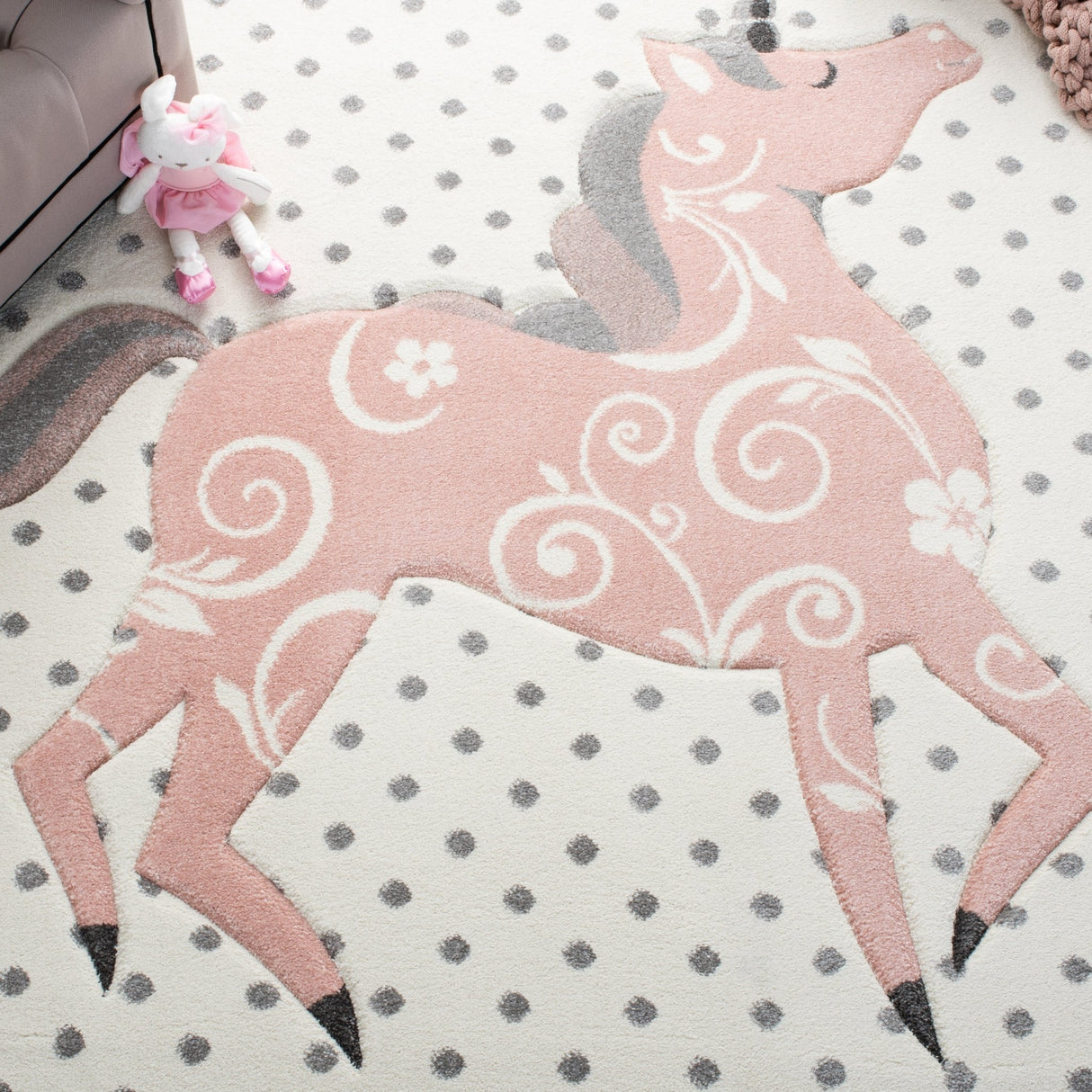 Safavieh Carousel Kids Crk163B Ivory Grey/Pink Rugs - Safavieh - crk163b - 3r