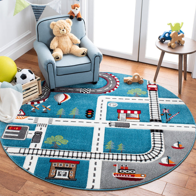 Safavieh Carousel Kids Crk192K Turquoise/Ivory Rug - Safavieh - crk192k - 7r