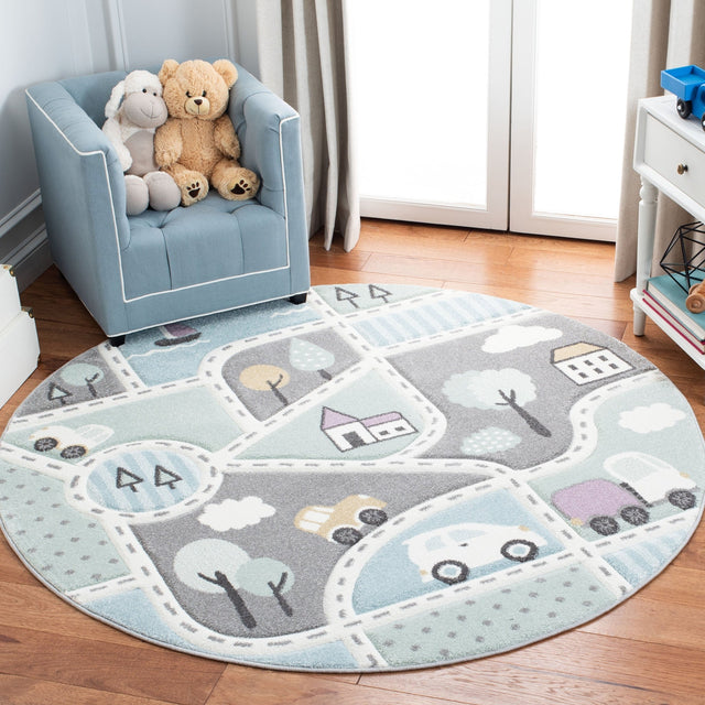 Safavieh Carousel Kids Crk193F Grey/Light Blue Rug - Safavieh - crk193f - 3r