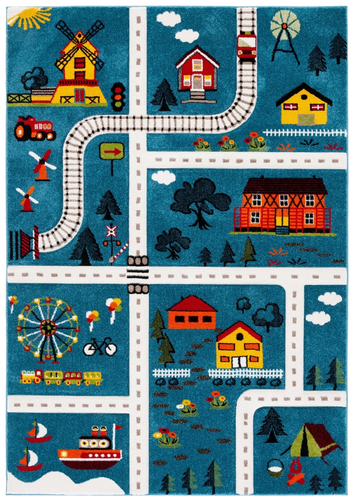 Safavieh Carousel Kids Crk197M Blue/Beige Rug - Safavieh - crk197m - 4