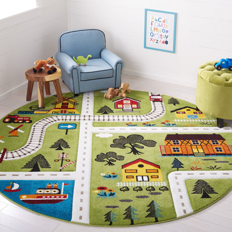 Safavieh Carousel Kids Crk197Y Green/Beige Rug - Safavieh - crk197y - 7r