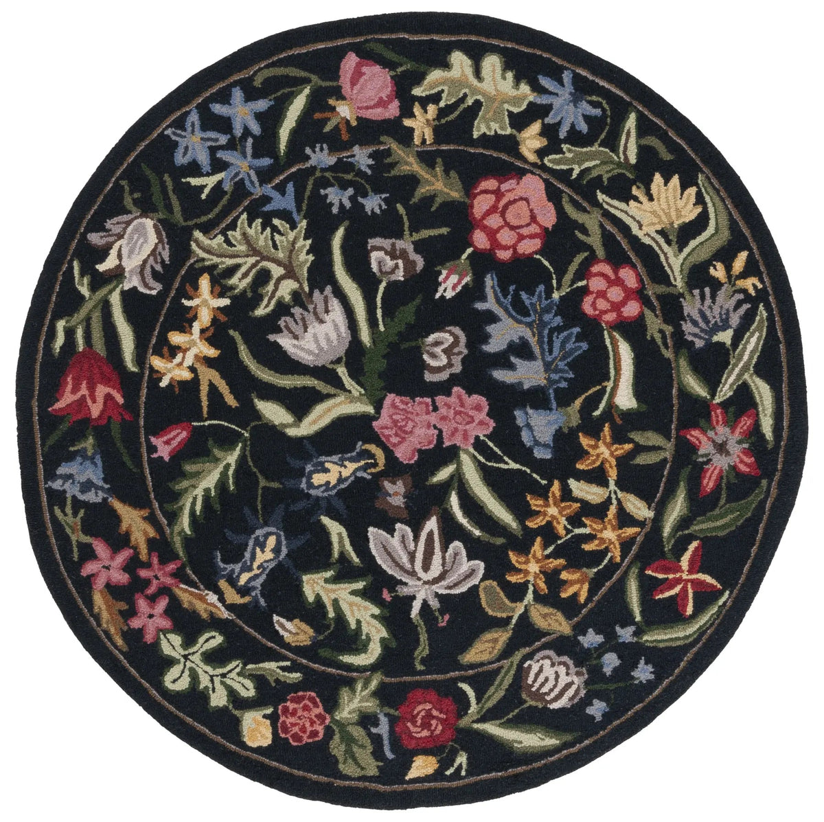 Safavieh Chelsea 5'-6" x 5'-6" Rug in Black / Pink