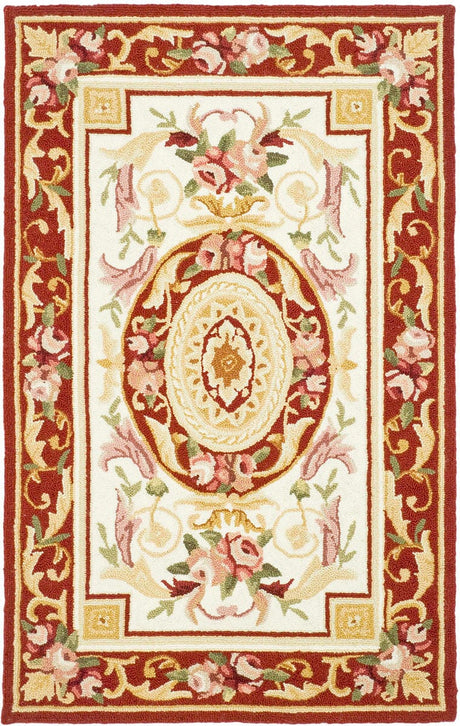 Safavieh Chelsea hk72a Ivory / Burgundy Rugs - Safavieh - hk72a - 5ov