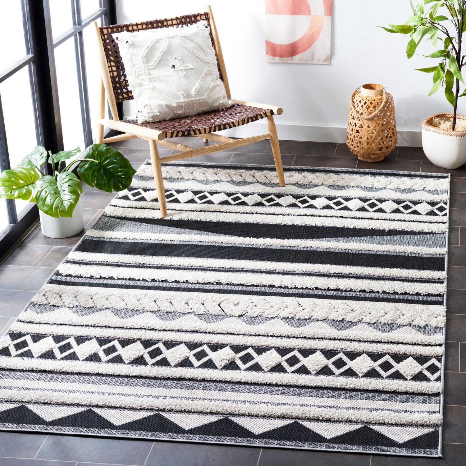 Safavieh Cottage Cot204A Ivory/Black Rug - Safavieh - cot204a - 4