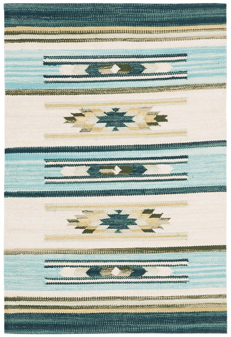 Safavieh Cotton Kilim Klc301J Aqua / Ivory Rugs - Safavieh - klc301j - 4