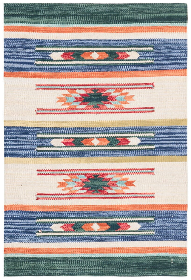 Safavieh Cotton Kilim Klc301M Blue / Ivory Rugs - Safavieh - klc301m - 4