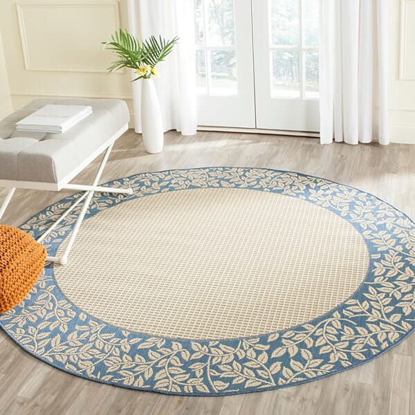 Safavieh Courtyard cy0727 - 3101 Natural / Blue Rugs - Safavieh - cy0727 - 3101 - 7sq