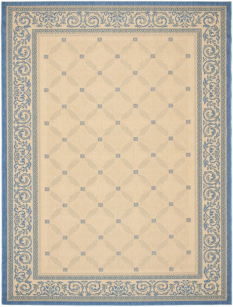 Safavieh Courtyard Cy1502 - 3101 Natural / Blue Rugs - Safavieh - cy1502 - 3101 - 5r