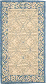 Safavieh Courtyard Cy1502 - 3101 Natural / Blue Rugs - Safavieh - cy1502 - 3101 - 5r