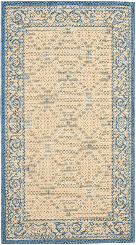 Safavieh Courtyard Cy1502 - 3101 Natural / Blue Rugs - Safavieh - cy1502 - 3101 - 5r