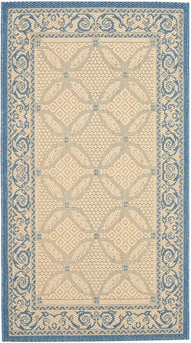 Safavieh Courtyard Cy1502 - 3101 Natural / Blue Rugs - Safavieh - cy1502 - 3101 - 5r