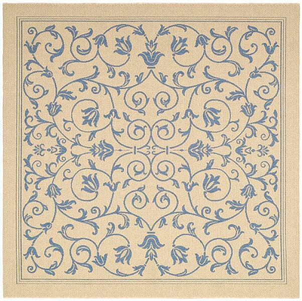 Safavieh Courtyard cy2098 - 3101 Natural / Blue Rugs - Safavieh - cy2098 - 3101 - 7sq