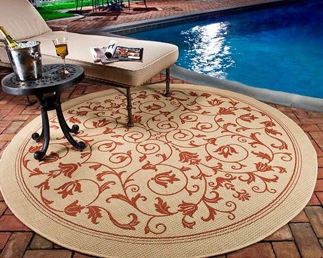 Safavieh Courtyard cy2098 - 3201 Natural / Terra Rugs - Safavieh - cy2098 - 3201 - 7sq