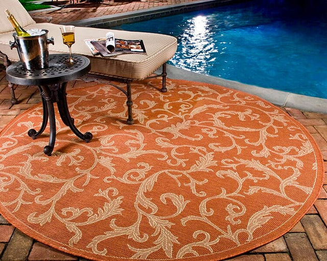 Safavieh Courtyard cy2653 - 3202 Terracotta / Natural Rugs - Safavieh - cy2653 - 3202 - 7sq