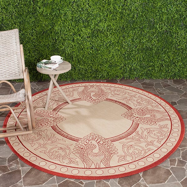 Safavieh Courtyard cy2965 - 3701 Natural / Red Rugs - Safavieh - cy2965 - 3701 - 7sq