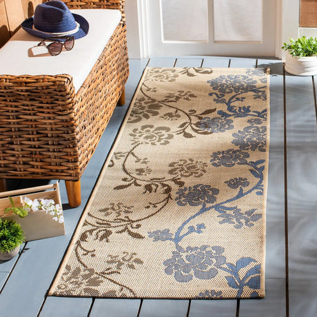 Safavieh Courtyard 2'-3" x 6'-7" Rug in Natural Brown / Blue