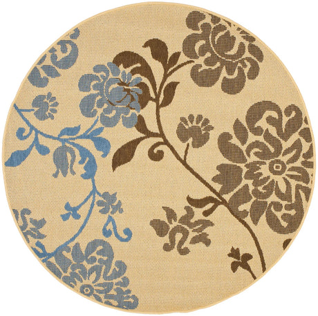 Safavieh Courtyard 5'-3" x 5'-3" Rug in Natural Brown / Blue