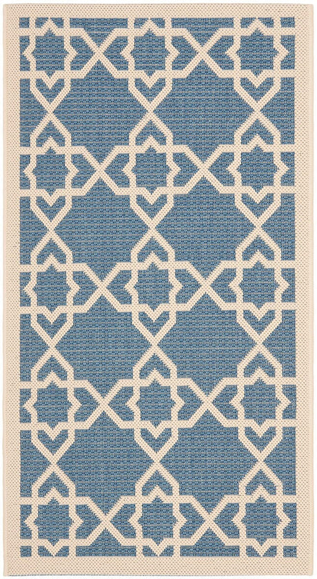 Safavieh Courtyard Cy6032 - 243 Blue / Beige Rugs - Safavieh - cy6032 - 243 - 5r