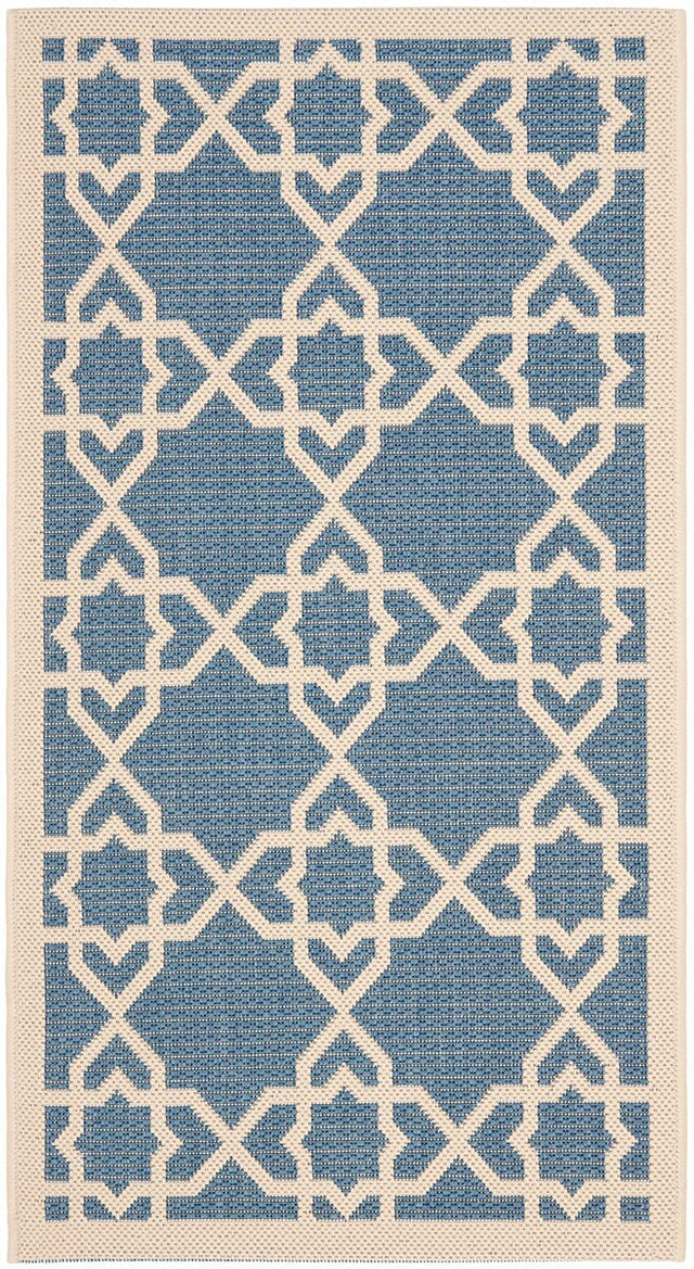 Safavieh Courtyard Cy6032 - 243 Blue / Beige Rugs - Safavieh - cy6032 - 243 - 5r