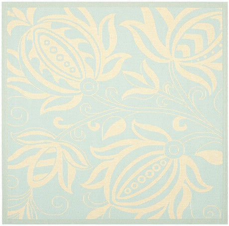 Safavieh Courtyard Cy6109 - 25 Aqua / Cream Rugs - Safavieh - cy6109 - 25 - 7sq